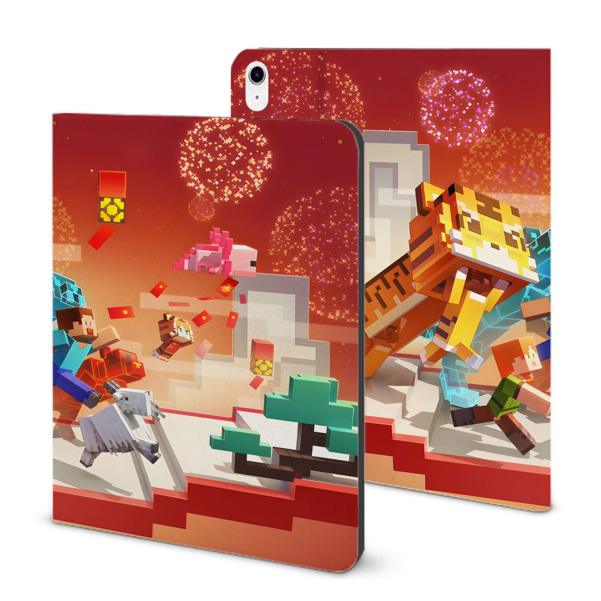 （画像用） マインクラフト ブロックの世界 Minecraft MC Block world IPad ケース ブック型 PUレザー TPU 耐衝撃 軽量 薄型 ペン収納なし 全面保護 IPad 各モデル対応